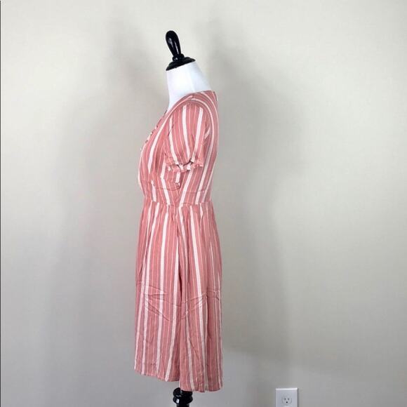 Short Sleeve Dress Striped V-Neck Tunic - Picture 4 of 7